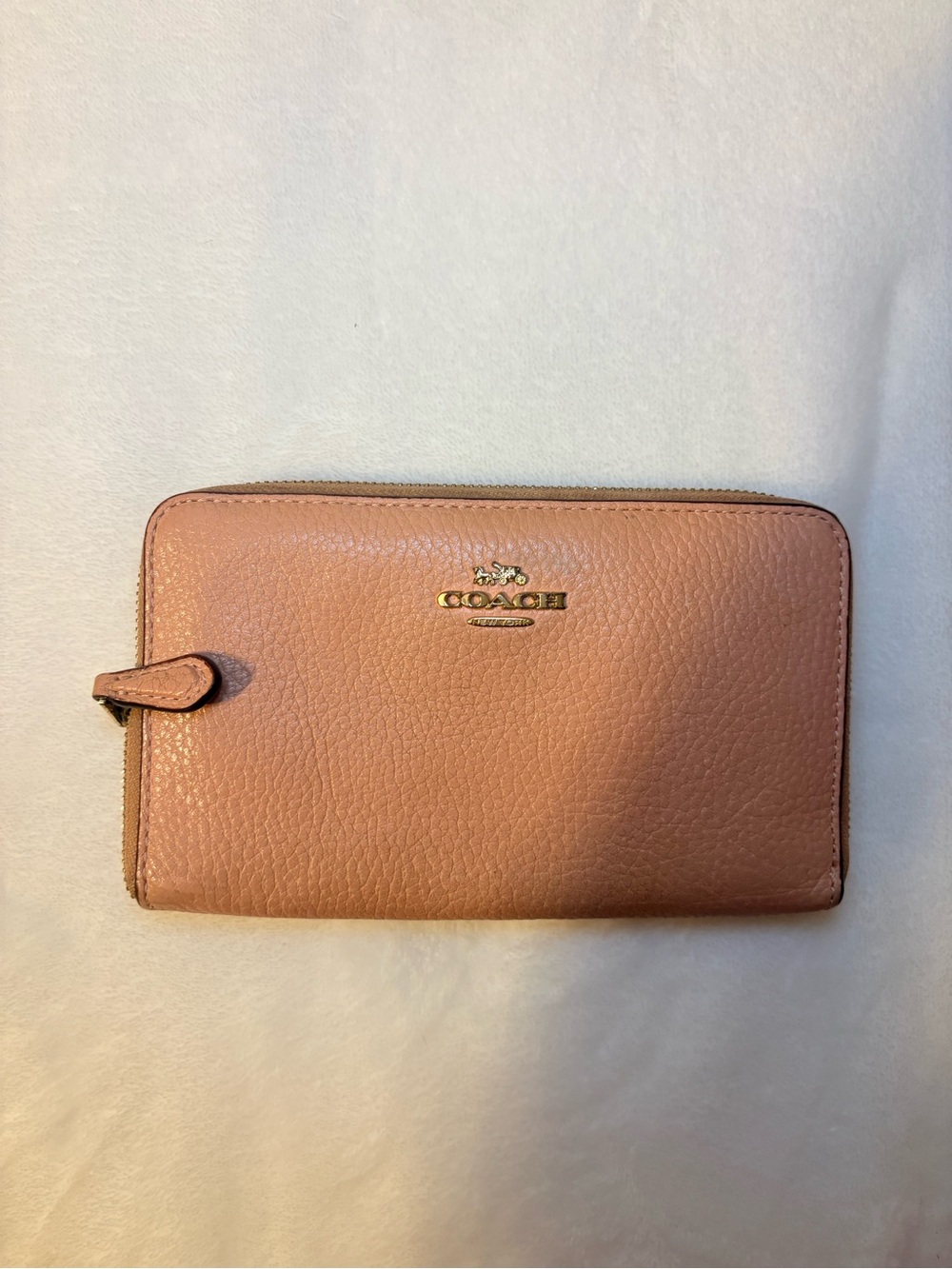 Coach Pebbled Leather Zip Wallet - Dusty Rose